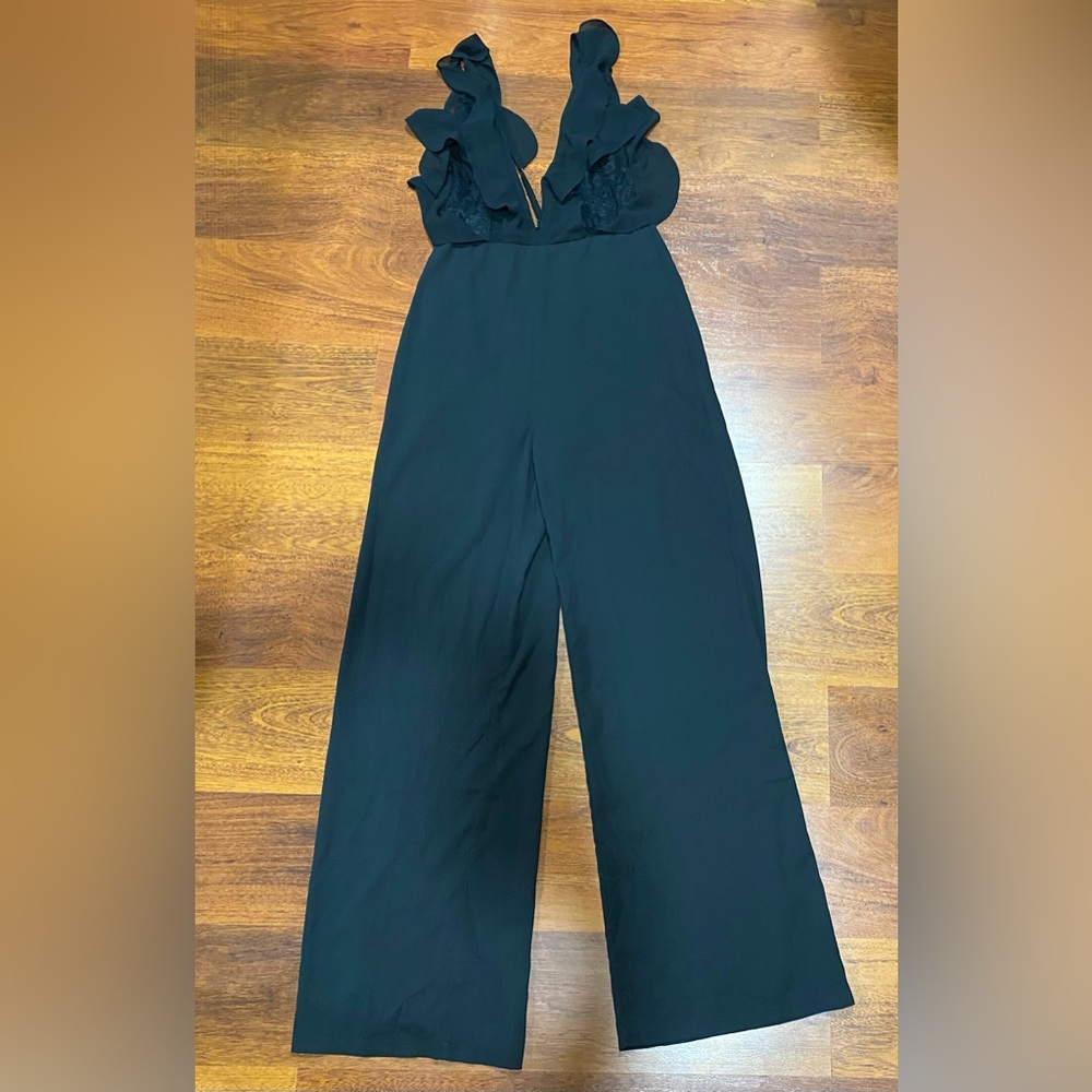 Black Ruffle Top Jumpsuit